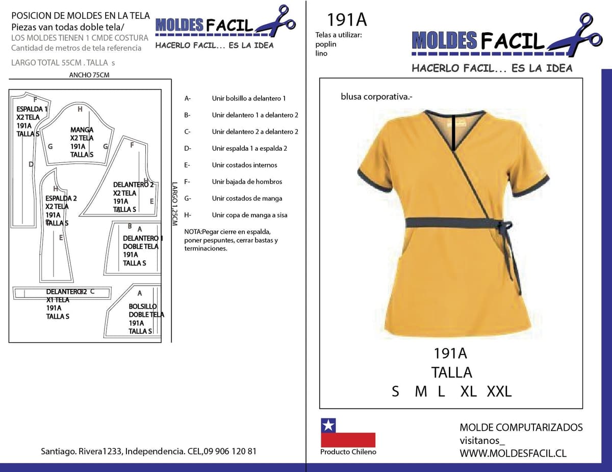 Patrón de costura Blusa Corporativa — Moldes Fácil