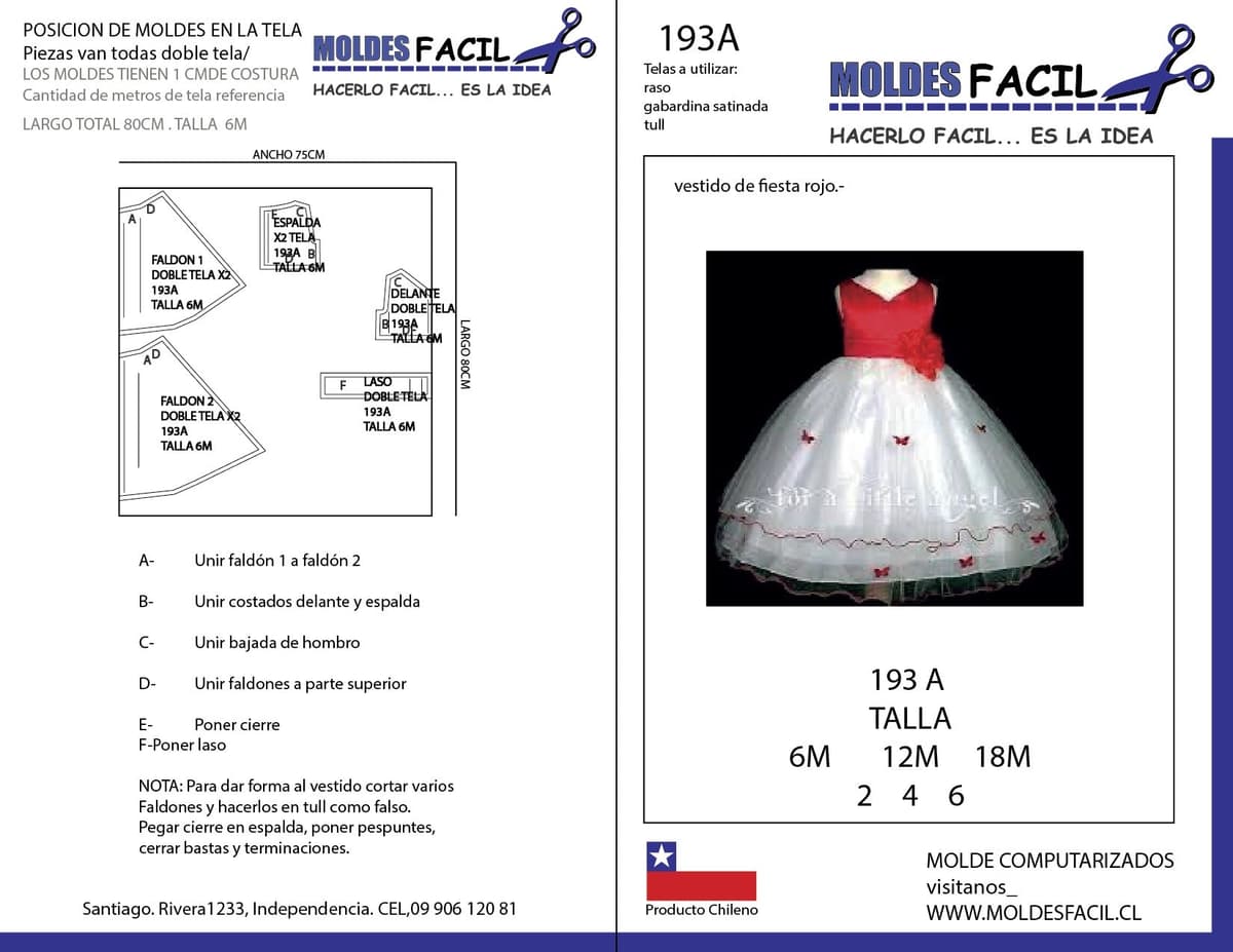 Patrón de costura Vestido de fiesta rojo — Moldes Fácil