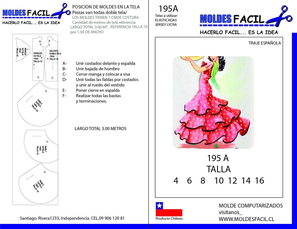 Patrón de costura Traje Española — Moldes Fácil