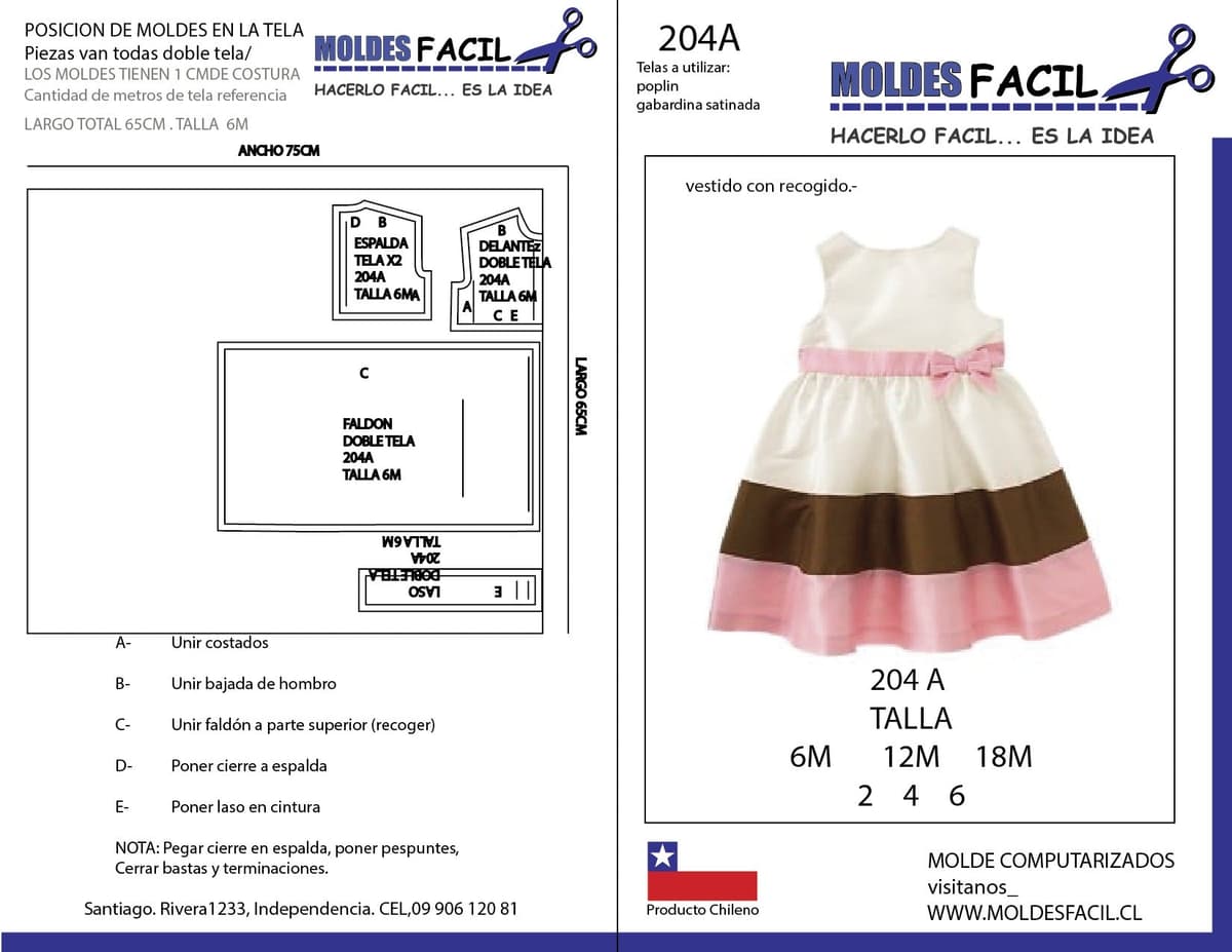 Patrón de costura Vestido con recogido — Moldes Fácil
