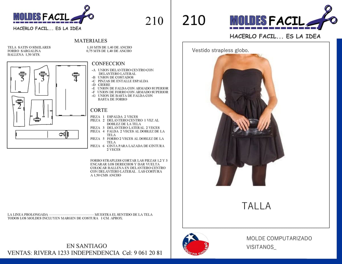Patrón de costura Vestido Traples Globo — Moldes Fácil