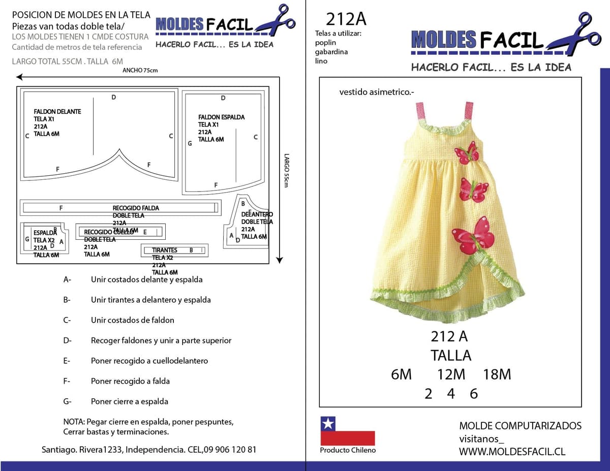 Patrón de costura Vestido asimetrico — Moldes Fácil
