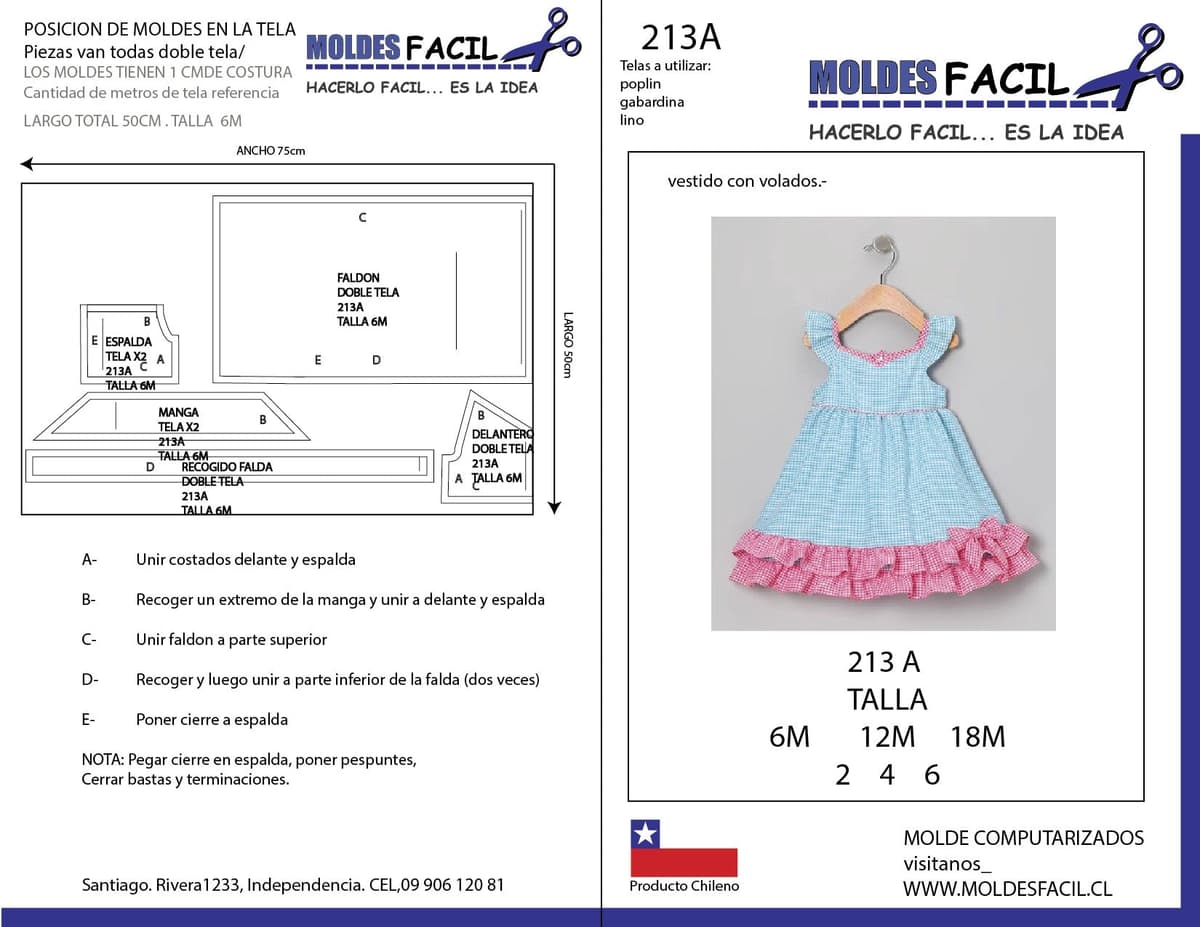Patrón de costura Vestido con volados — Moldes Fácil