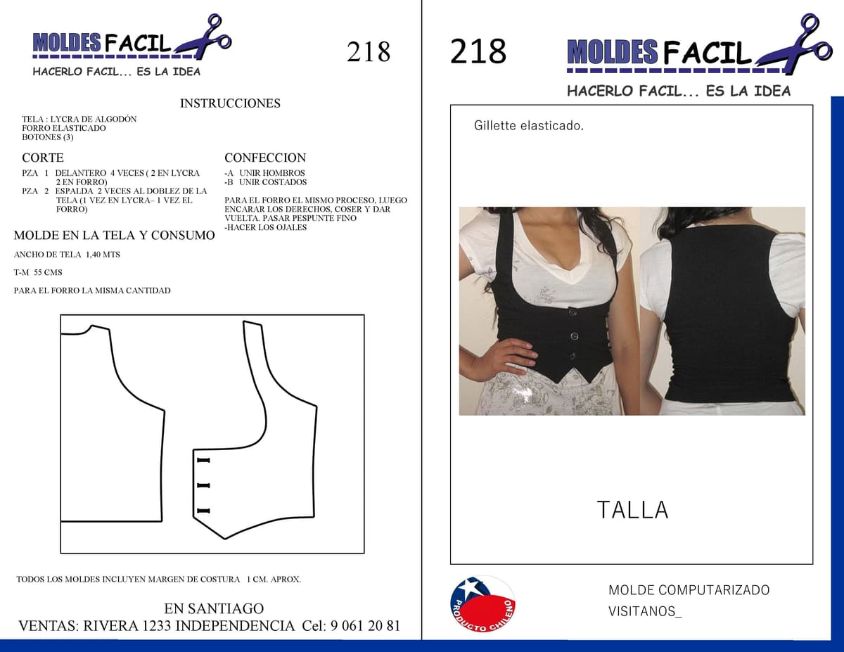 Patrón de costura GUILLETE ELASTICADO — Moldes Fácil