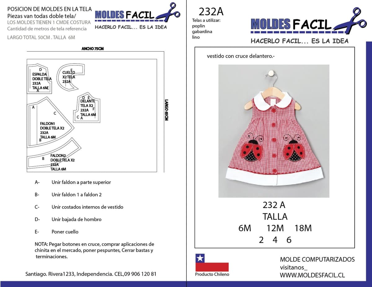 Patrón de costura Vestido con cruce delantero — Moldes Fácil