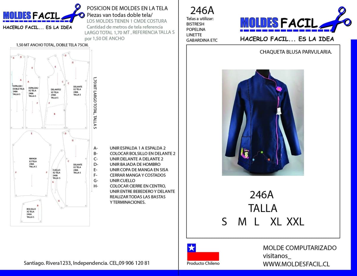 Patrón de costura Chaqueta Blusa Corporativa — Moldes Fácil