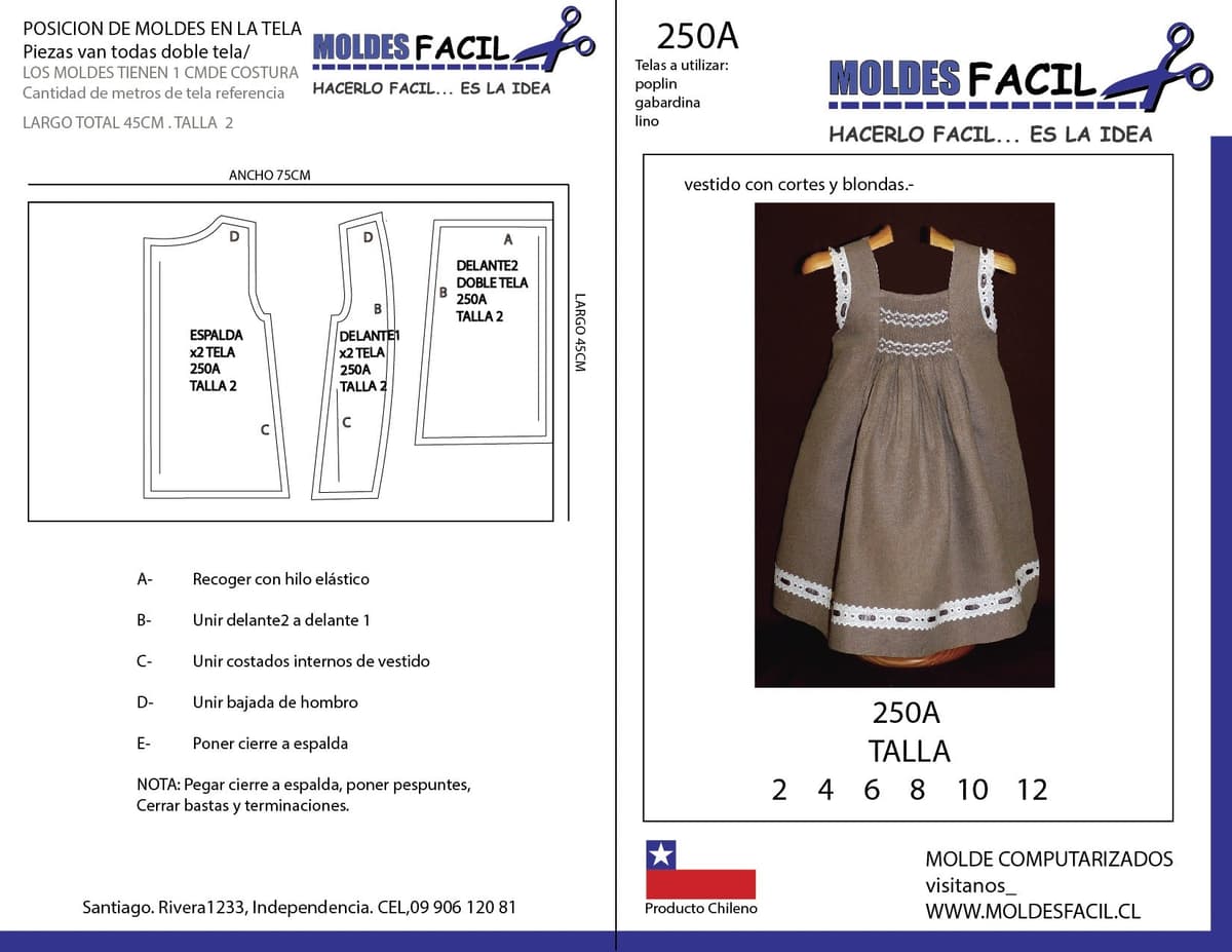 Patrón de costura Vestido con cortes y blondas — Moldes Fácil
