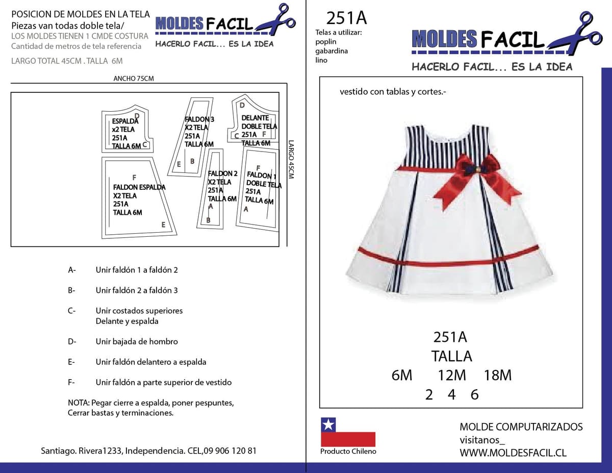 Patrón de costura vestido con tablas y cortes — Moldes Fácil