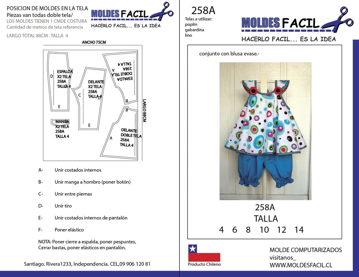 Patrón de costura Vestido evase con tabla delantera — Moldes Fácil