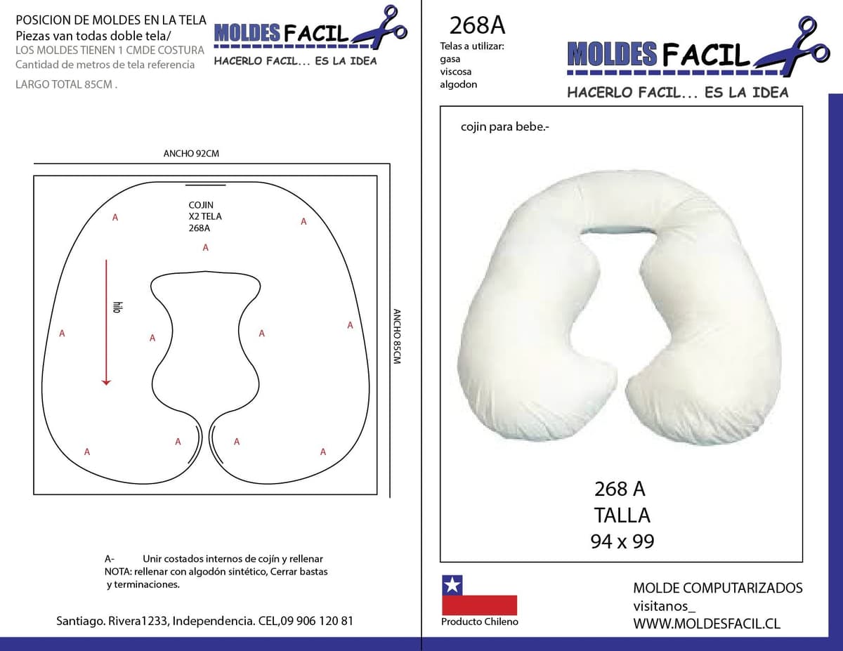 Patrón de costura Cojín para bebé — Moldes Fácil