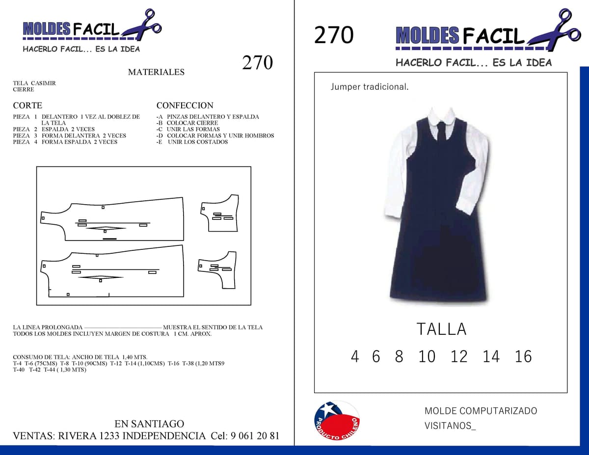 Patrón de costura Jumper tradicional — Moldes Fácil