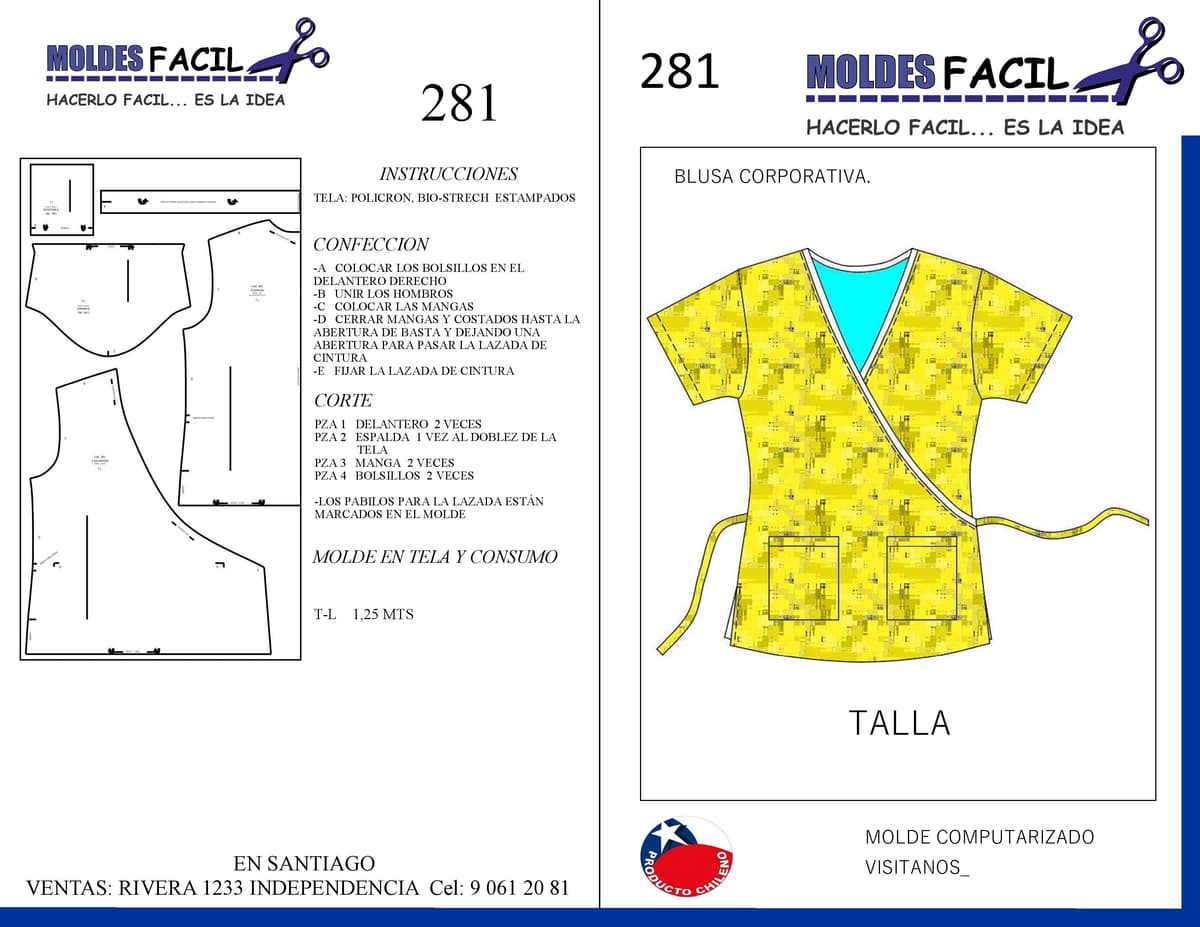 Patrón de costura Blusa Corporativa — Moldes Fácil