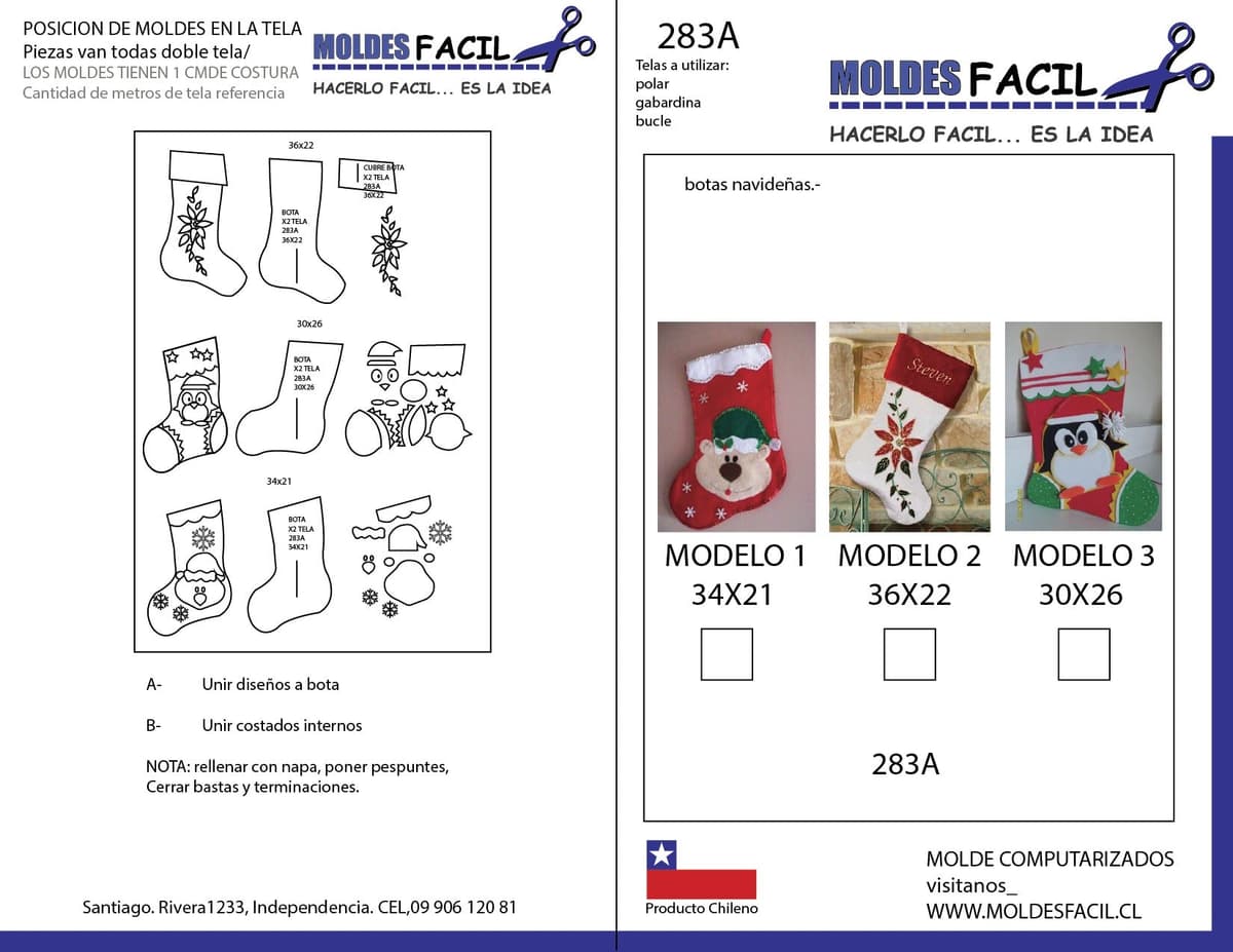 Patrón de costura Botas navideñas — Moldes Fácil