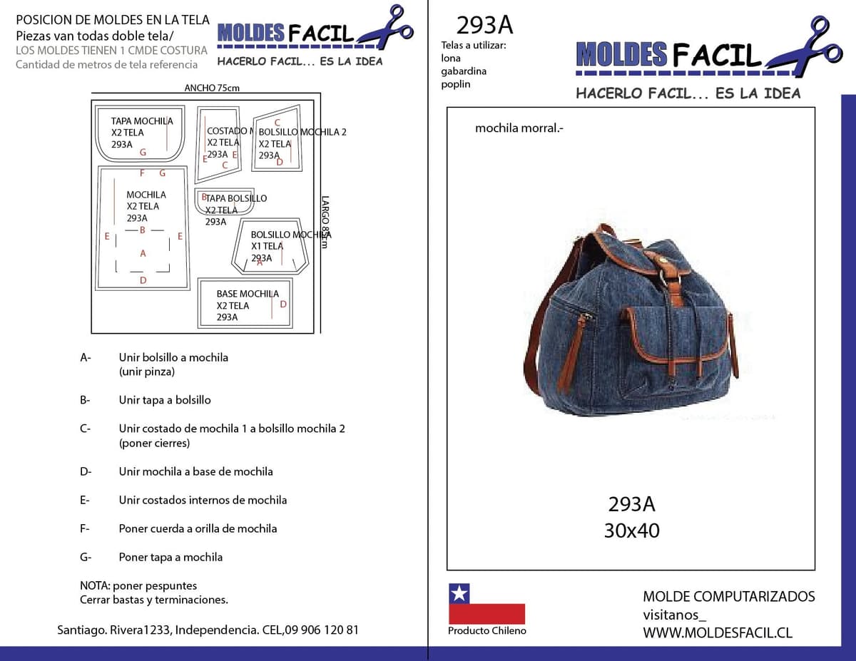 Patrón de costura Mochila Morral — Moldes Fácil