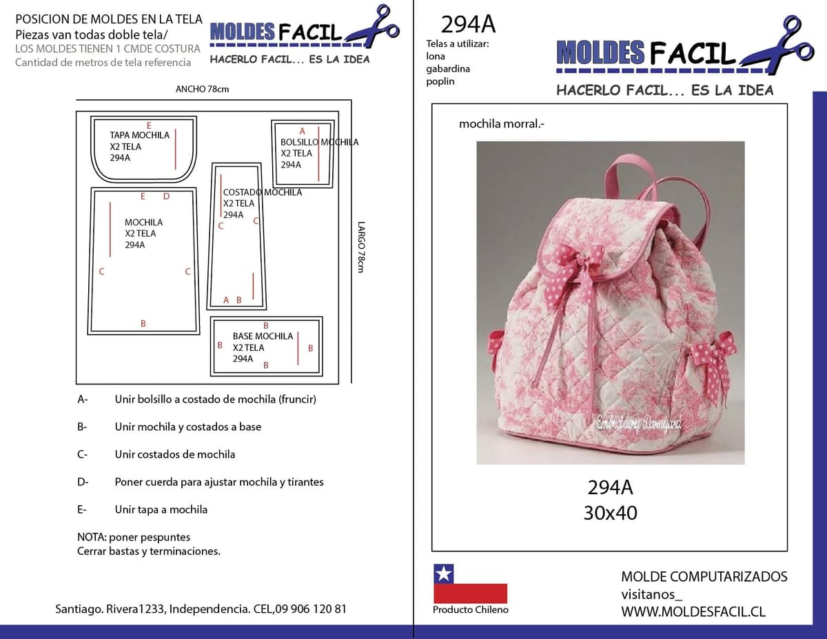 Patrón de costura Mochila Morral — Moldes Fácil