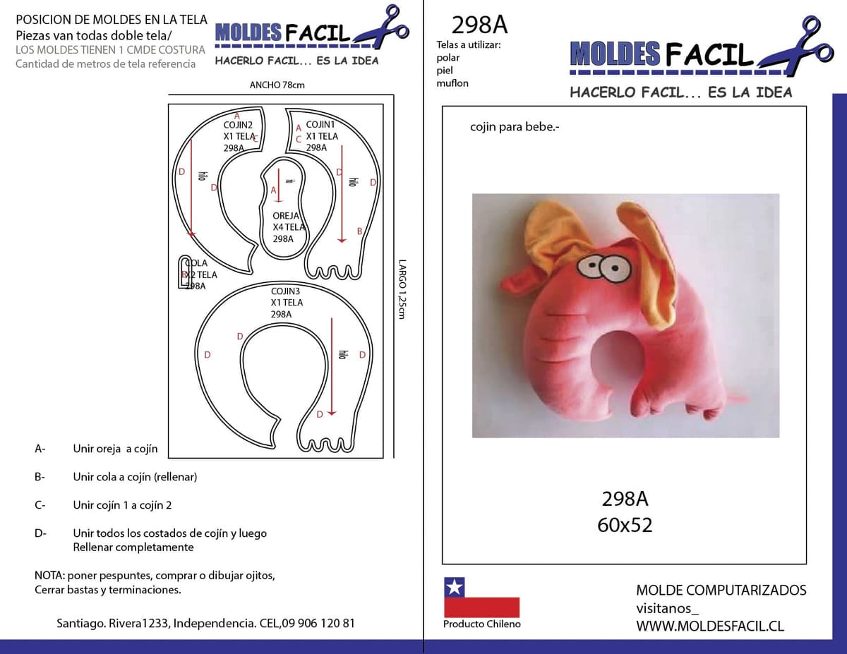 Patrón de costura Cojin para Bebé — Moldes Fácil