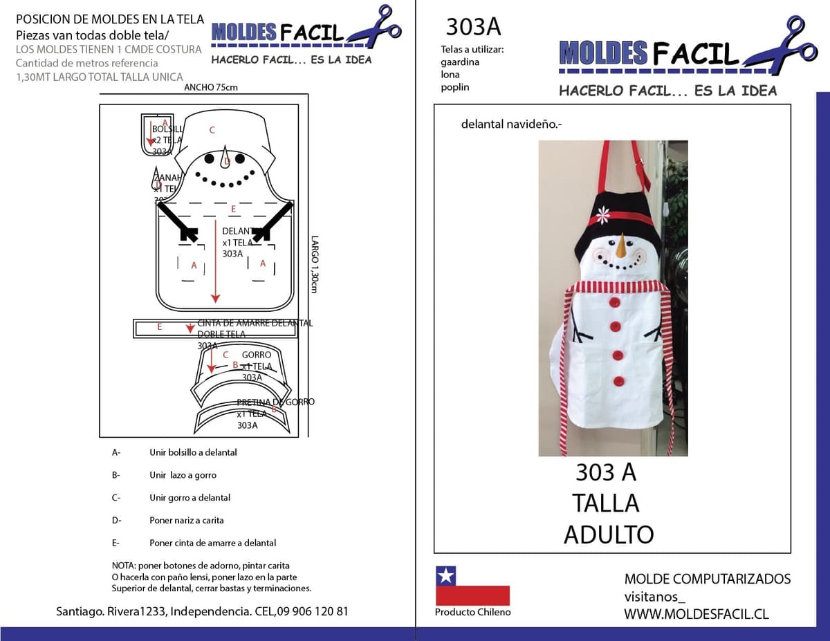 Patrón de costura Delantal navideño — Moldes Fácil