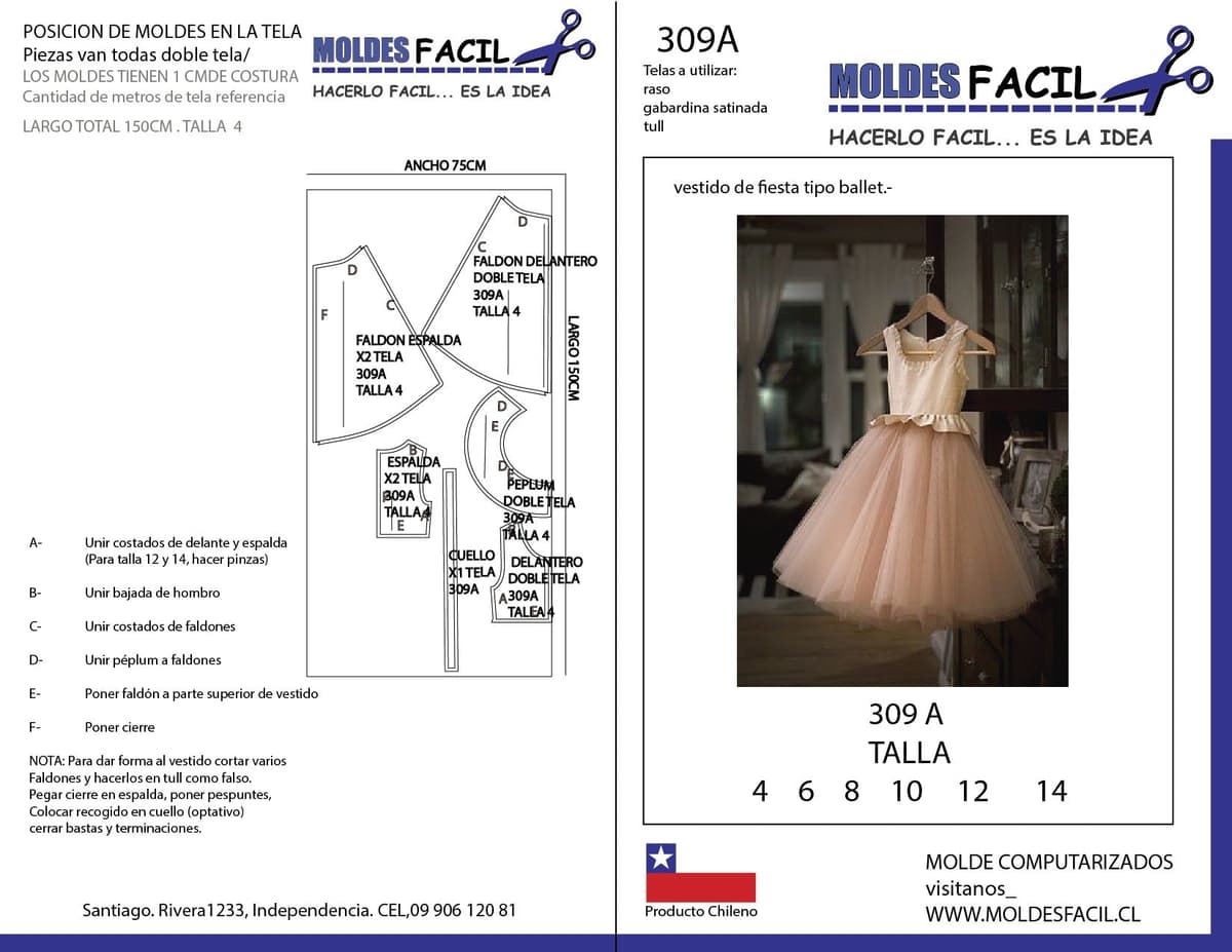 Patrón de costura Vestido de fiesta tipo ballet — Moldes Fácil