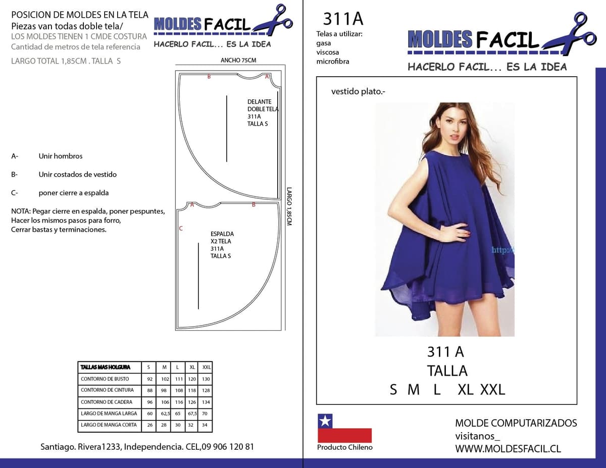 Patrón de costura Vestido Plato — Moldes Fácil