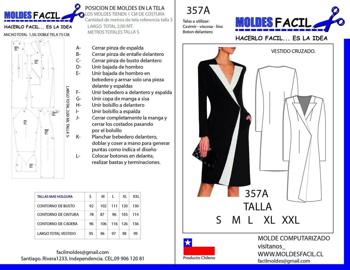 Patrón de costura Vestido Cruzado — Moldes Fácil