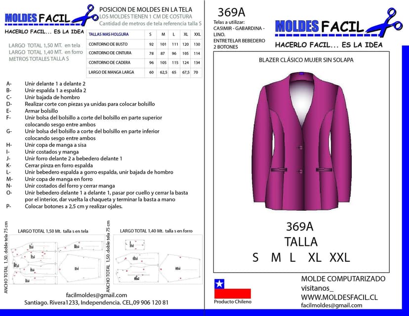 BLAZER CLASICO MUJER SIN SOLAPA