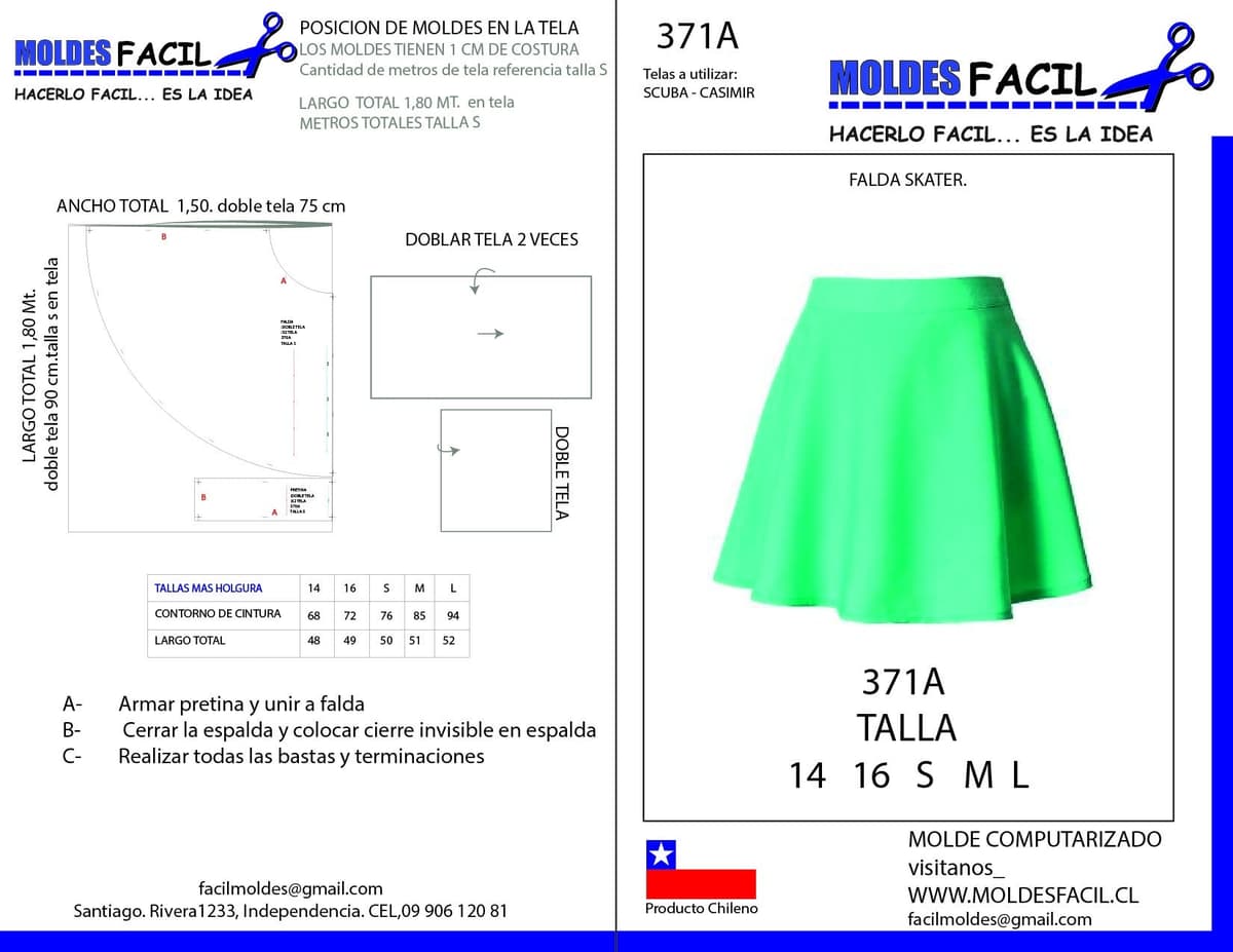 Patrón de costura Falda Skater — Moldes Fácil