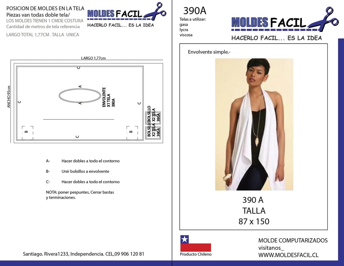 Patrón de costura Tapado Envolvente simple — Moldes Fácil