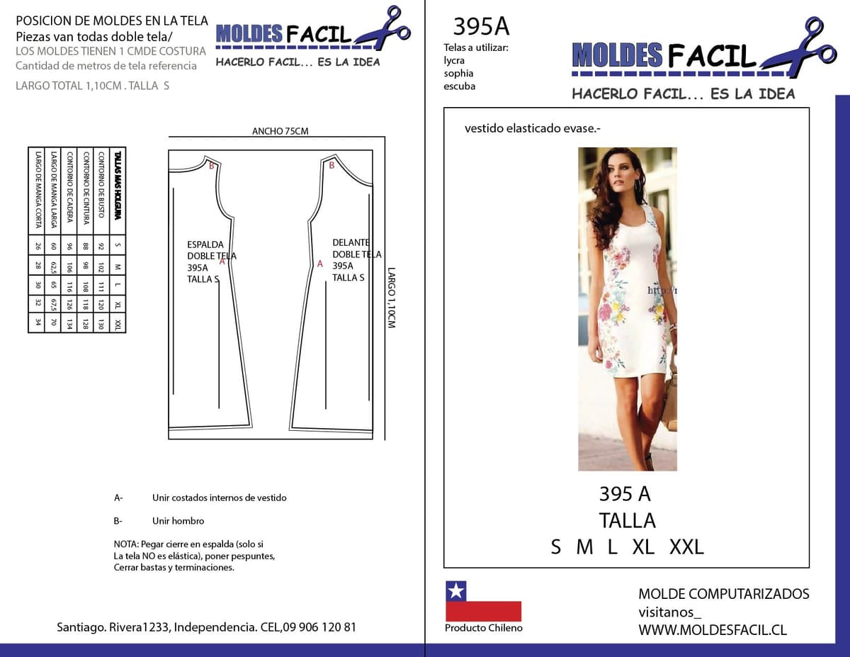 Patrón de costura Vestido Elasticado de Base — Moldes Fácil