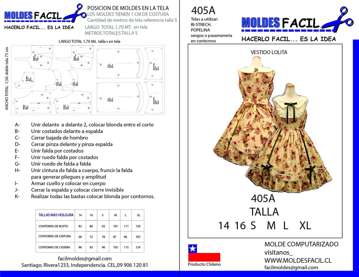 Patrón de costura Vestido Lolita — Moldes Fácil