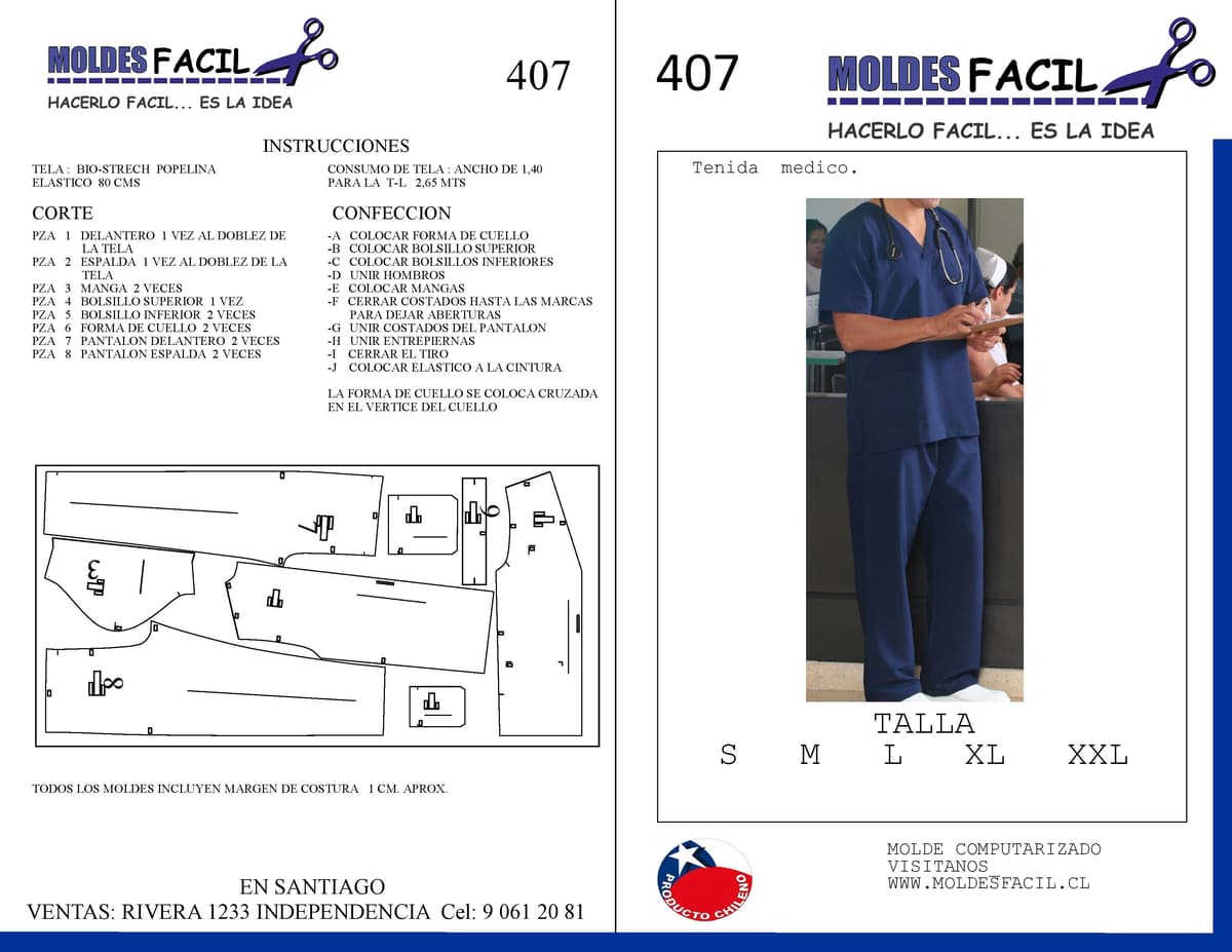Patrón de costura Tenida de Médico — Moldes Fácil