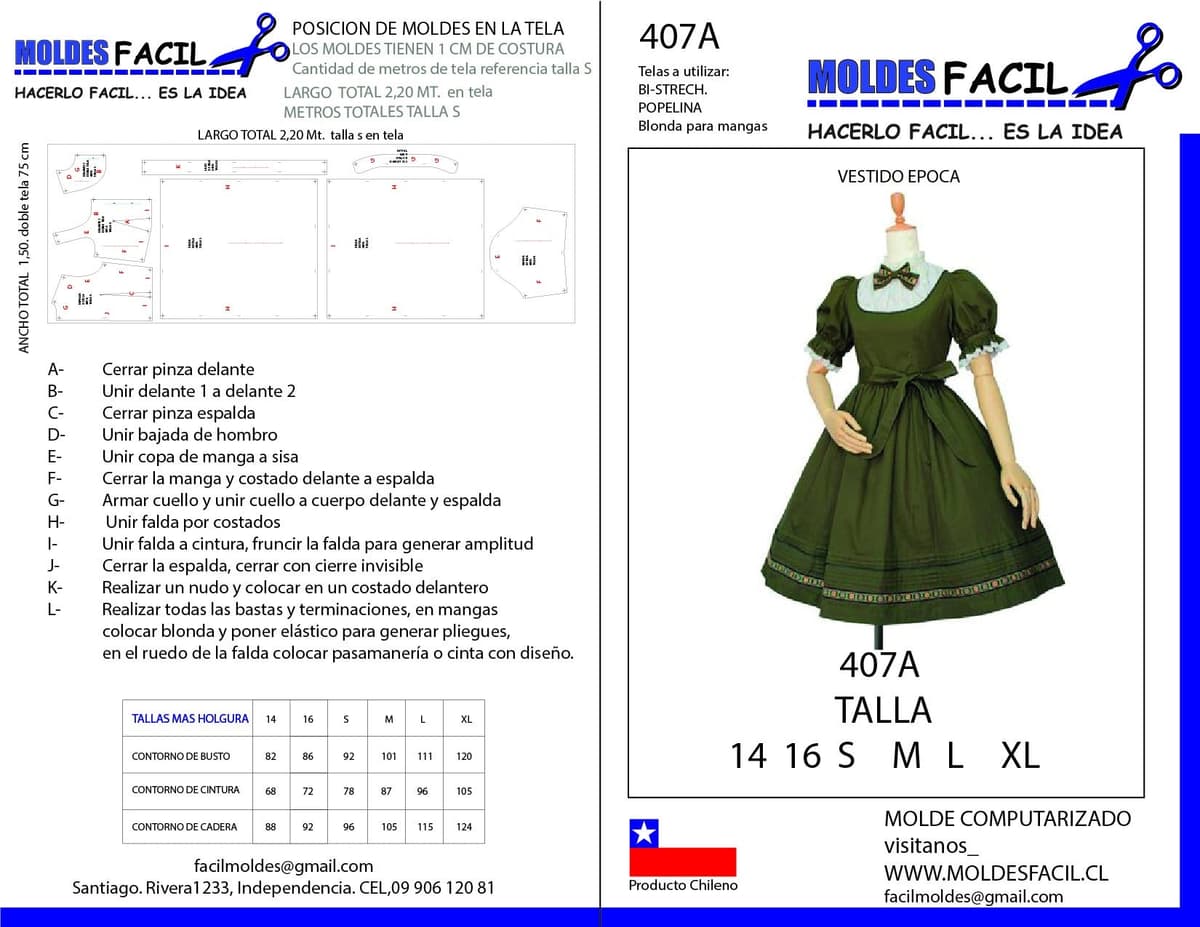 Patrón de costura Vestido Época — Moldes Fácil