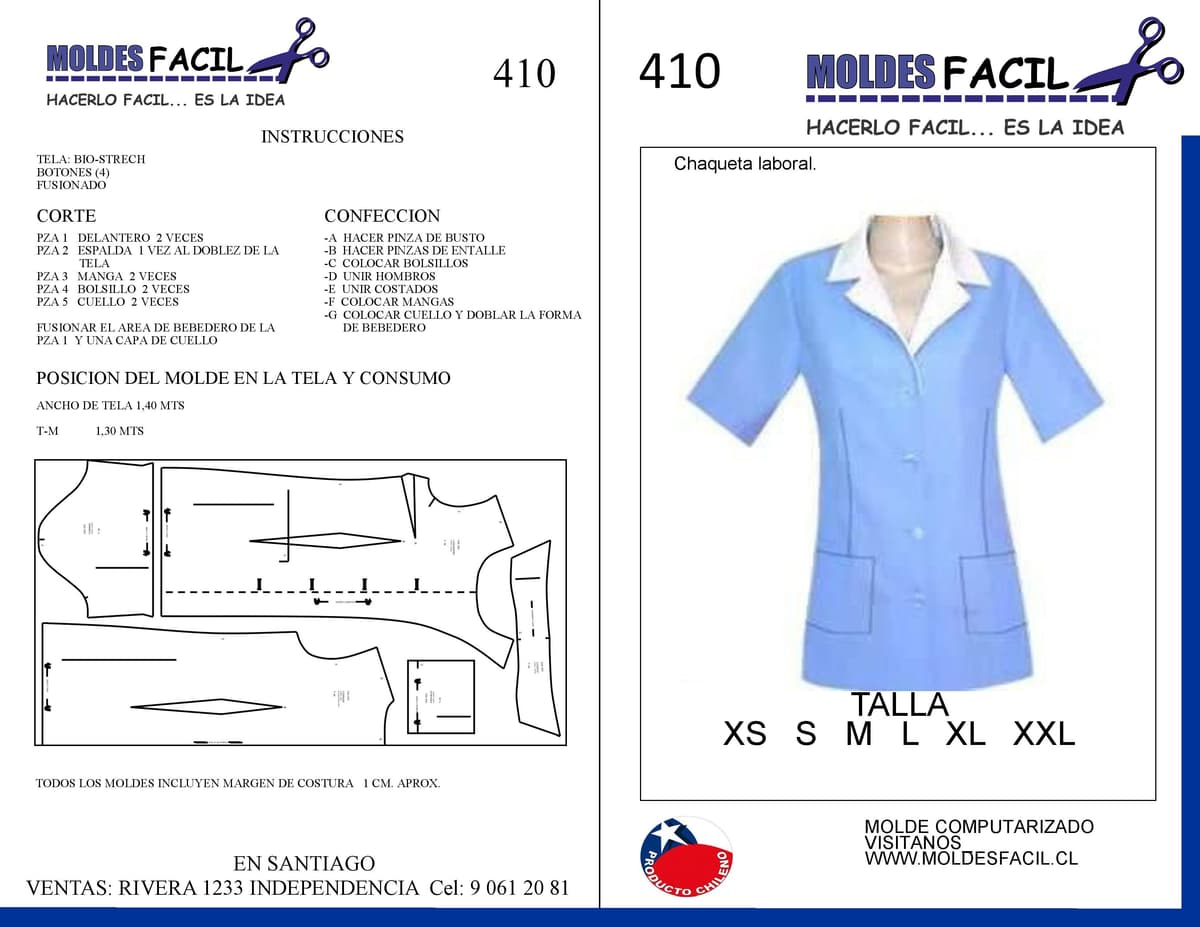 Patrón de costura Chaqueta Laboral — Moldes Fácil