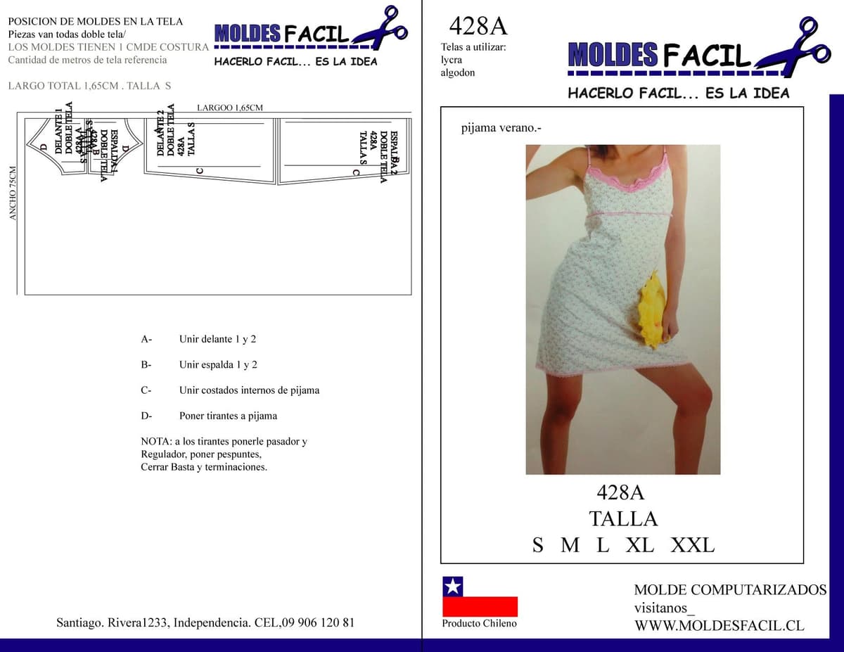 Patrón de costura Pijama Verano mujer — Moldes Fácil