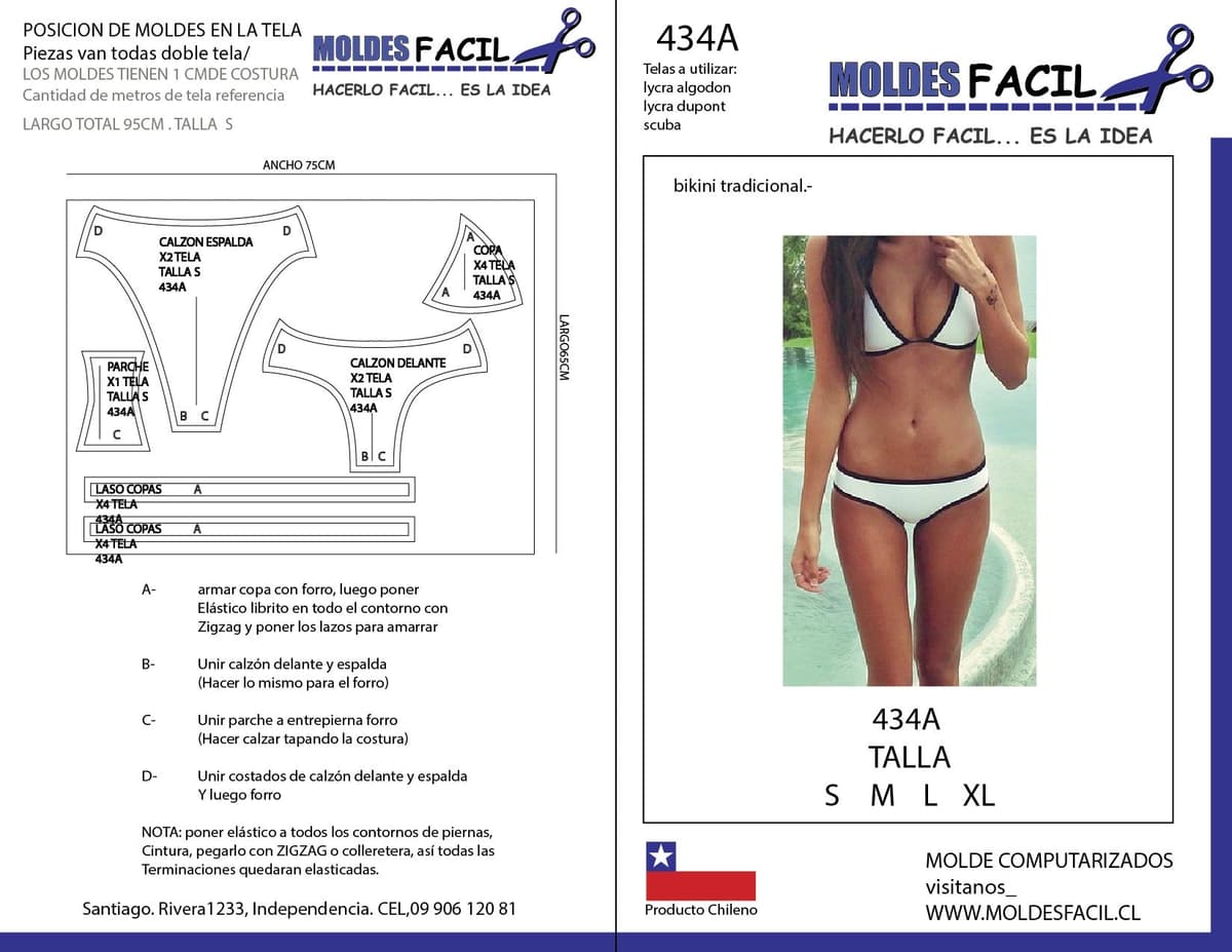 Patrón de costura Bikini tradicional — Moldes Fácil