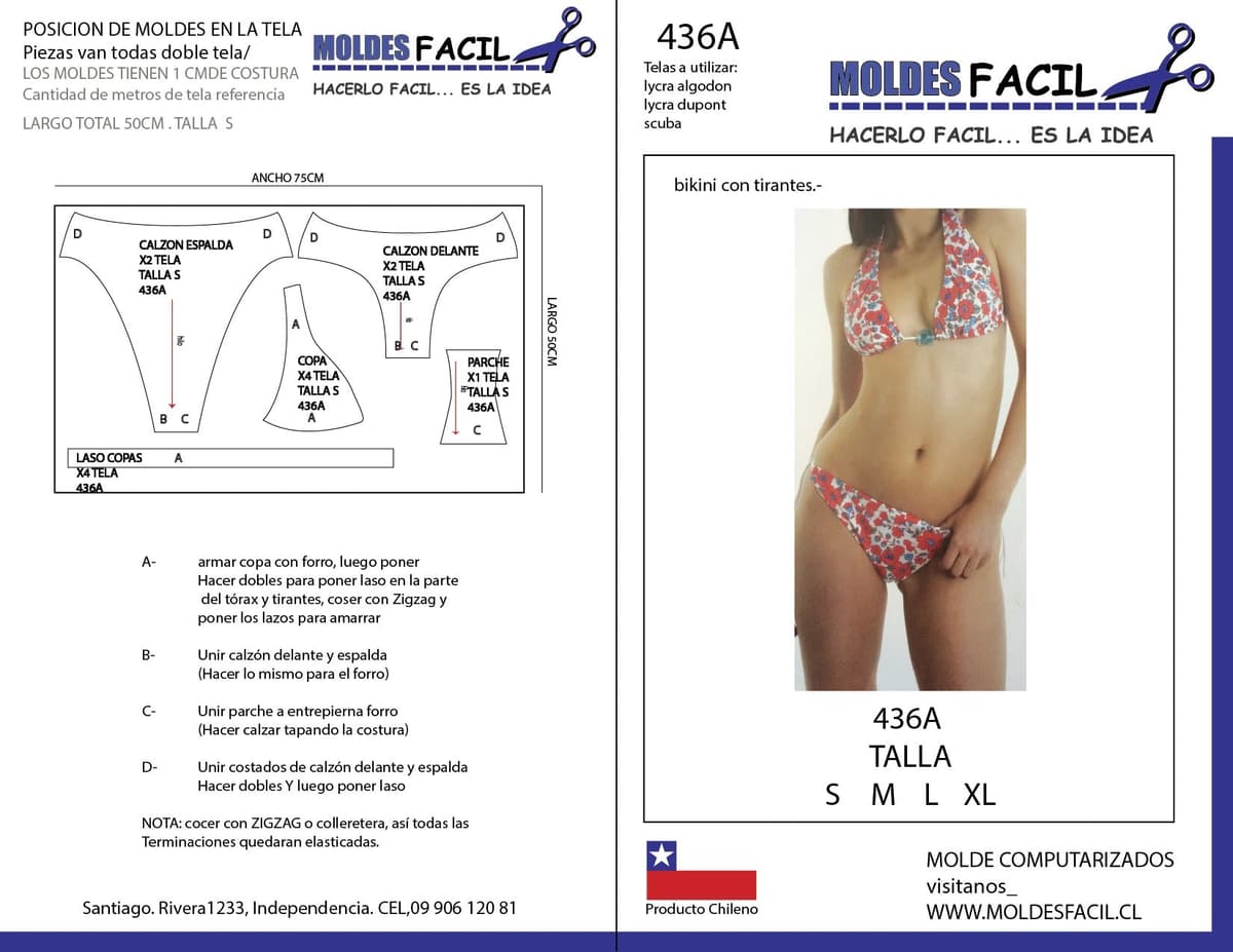 Patrón de costura Bikini con tirantes — Moldes Fácil