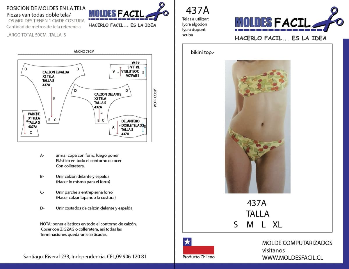Patrón de costura Bikini top — Moldes Fácil