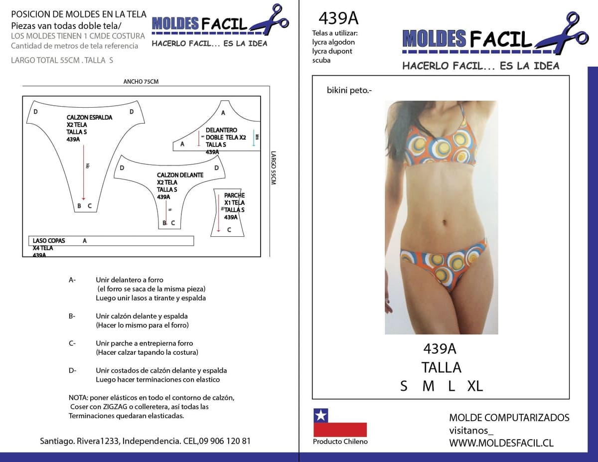 Patrón de costura Bikini peto — Moldes Fácil