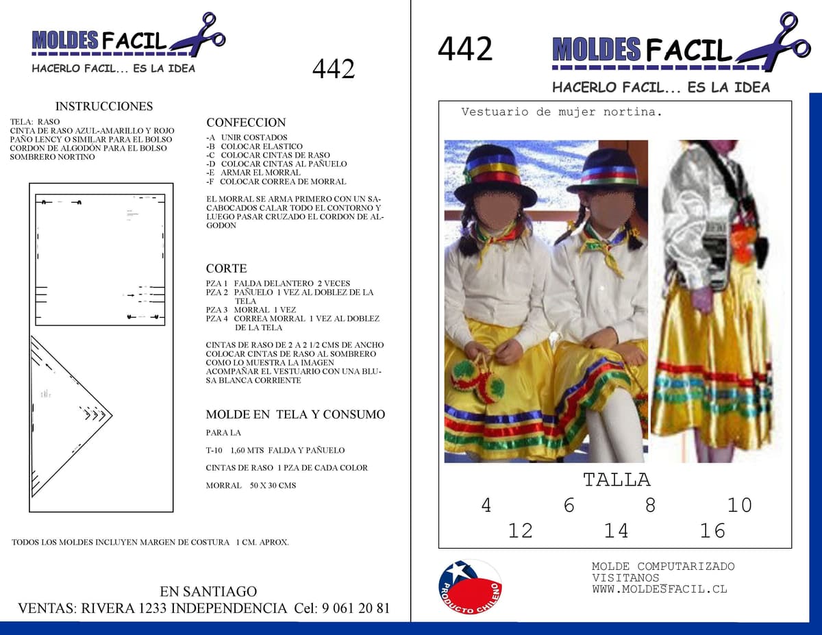 Patrón de costura Vestuario de Mujer Nortina — Moldes Fácil