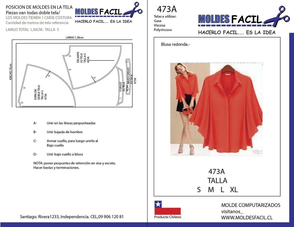 Patrón de costura BLUSA REDONDA — Moldes Fácil