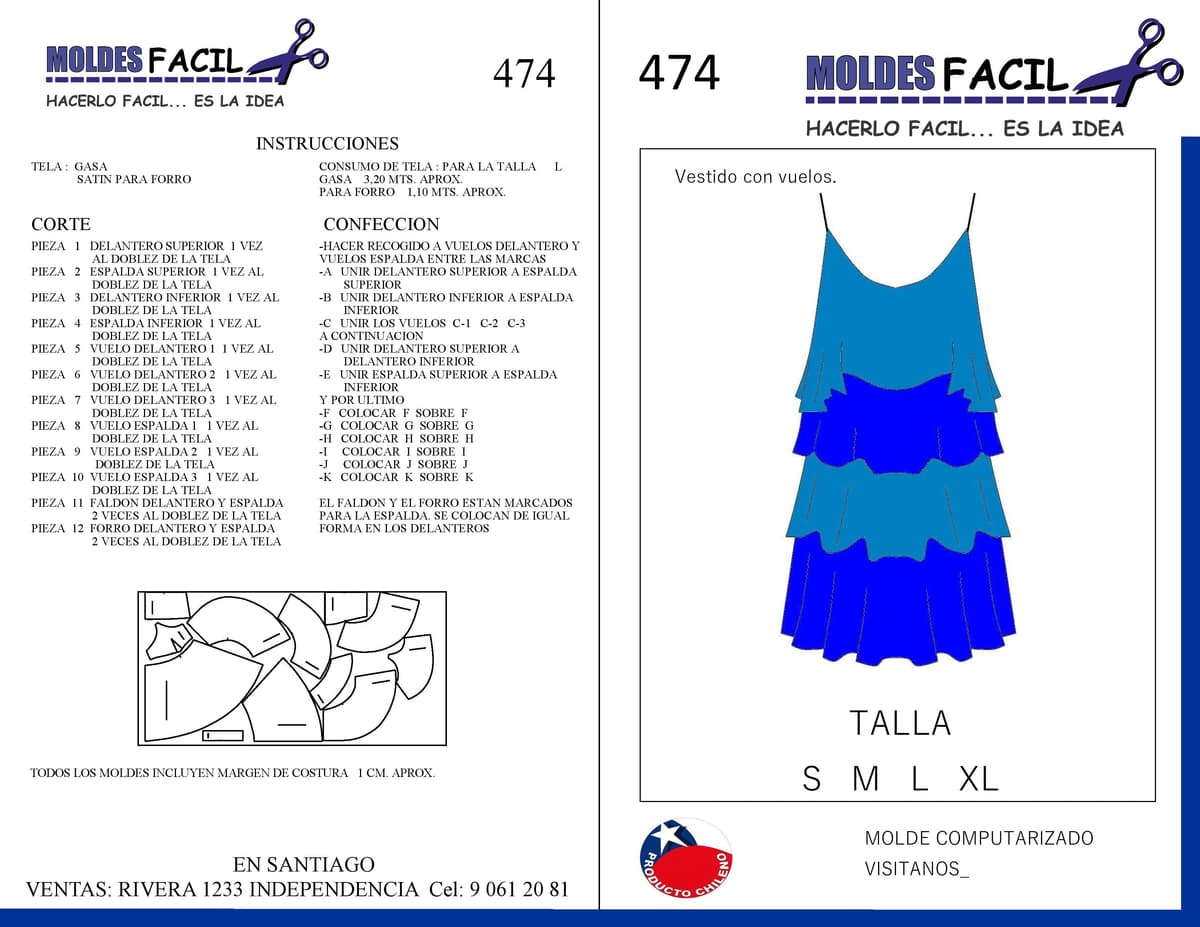 Patrón de costura Vestido con Vuelos — Moldes Fácil