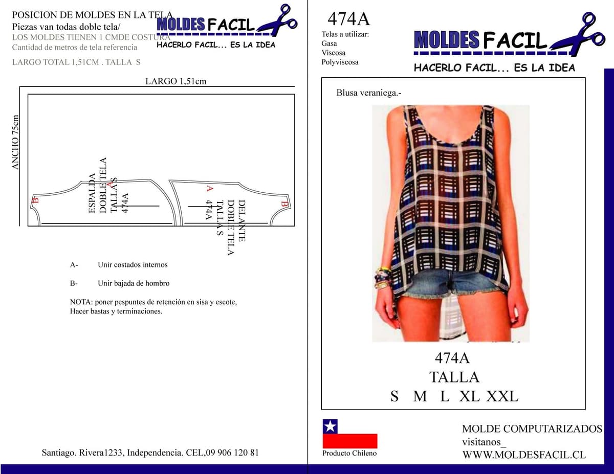 Patrón de costura BLUSA VERANIEGA — Moldes Fácil