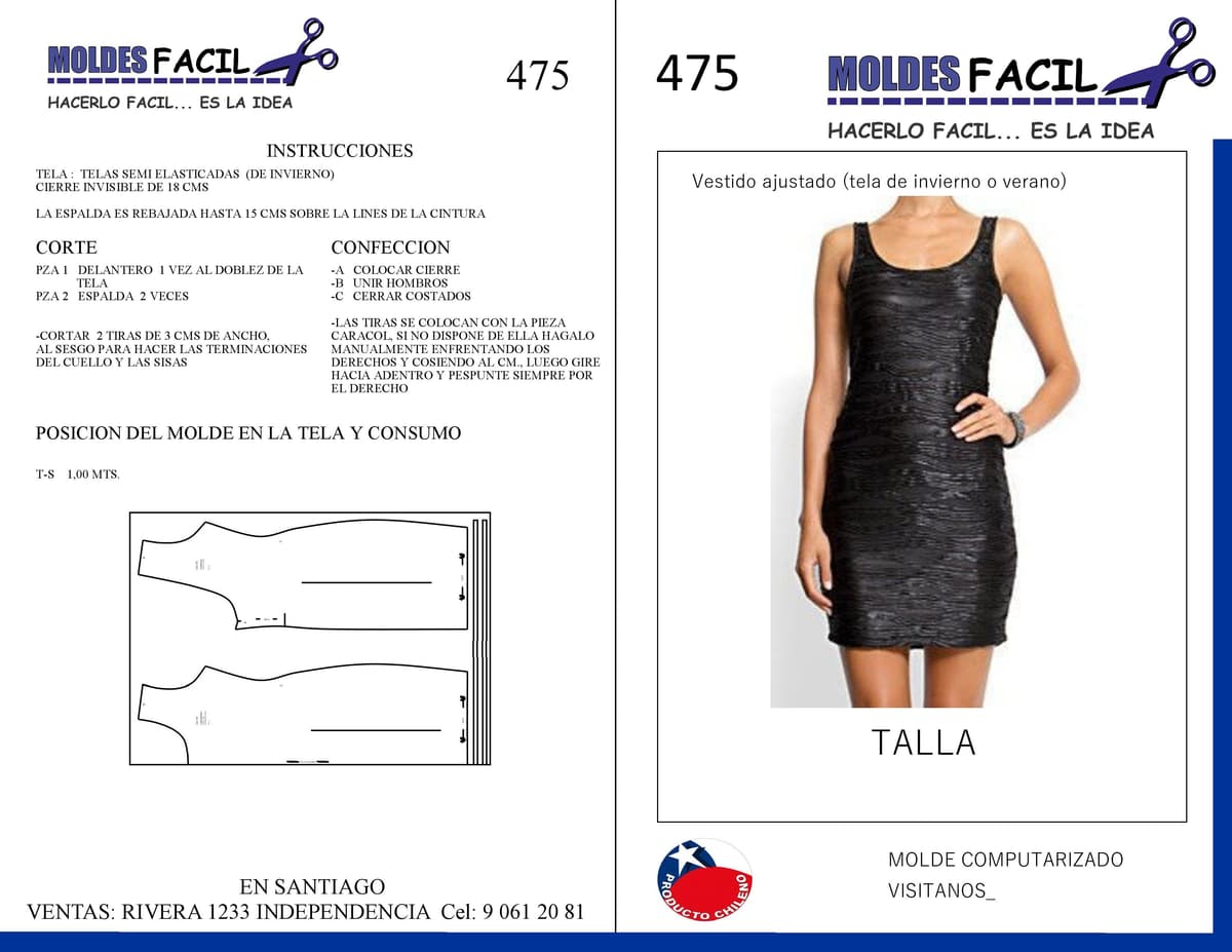 Patrón de costura Vestido Ajustado en Tela de Invierno — Moldes Fácil