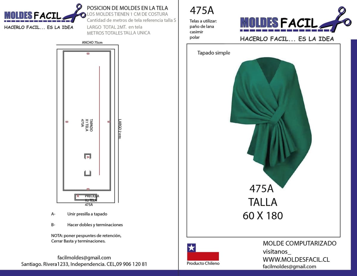 Patrón de costura Tapado simple — Moldes Fácil