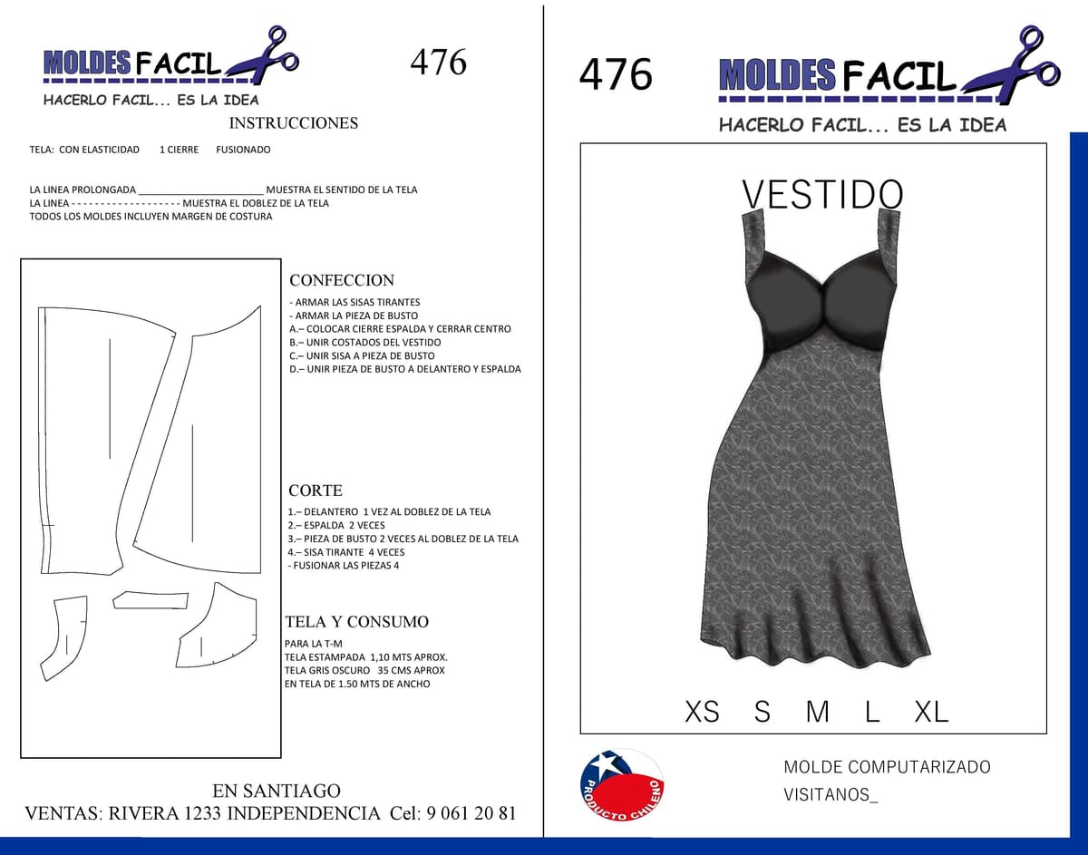 Patrón de costura Vestido Enlazado en el Busto — Moldes Fácil