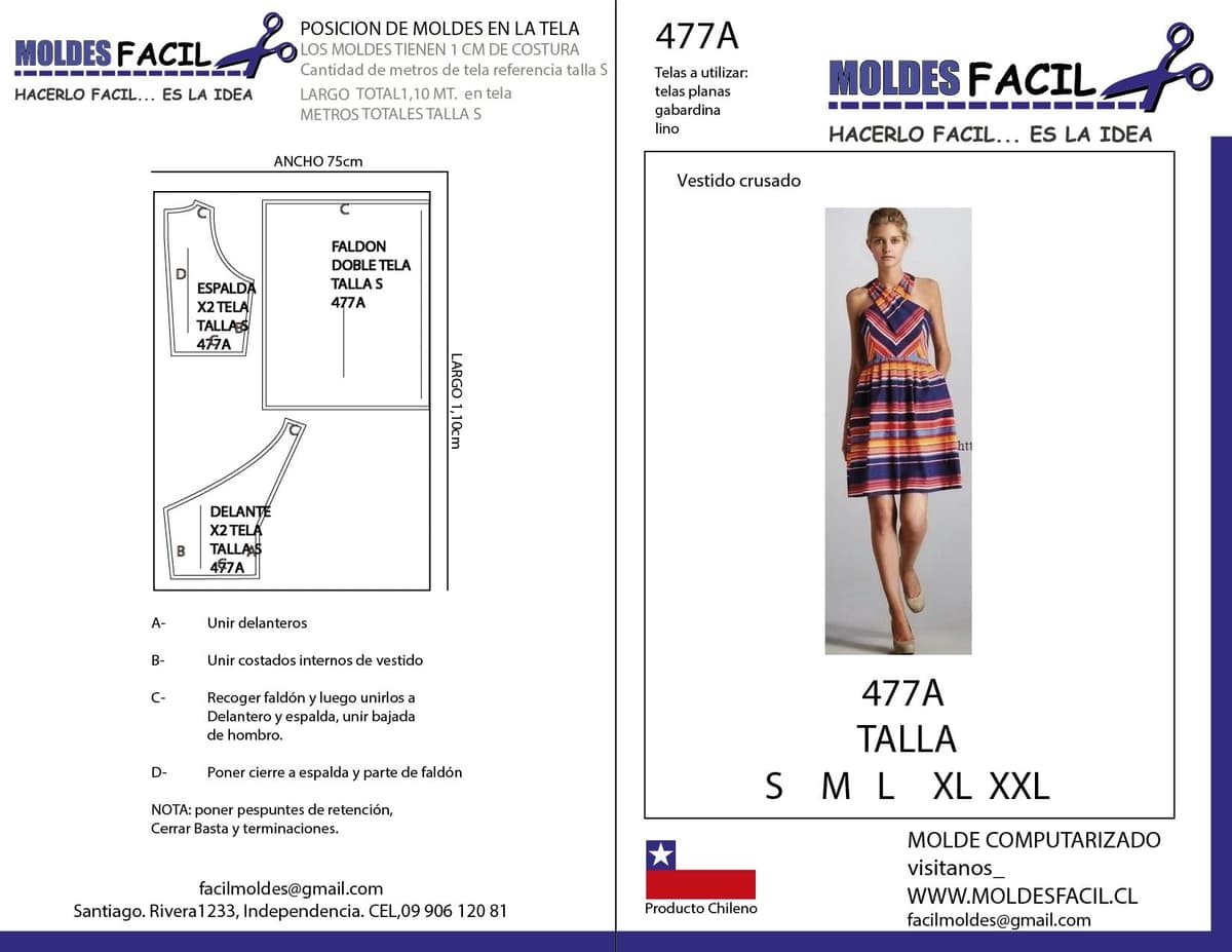 Patrón de costura Vestido Cruzado — Moldes Fácil