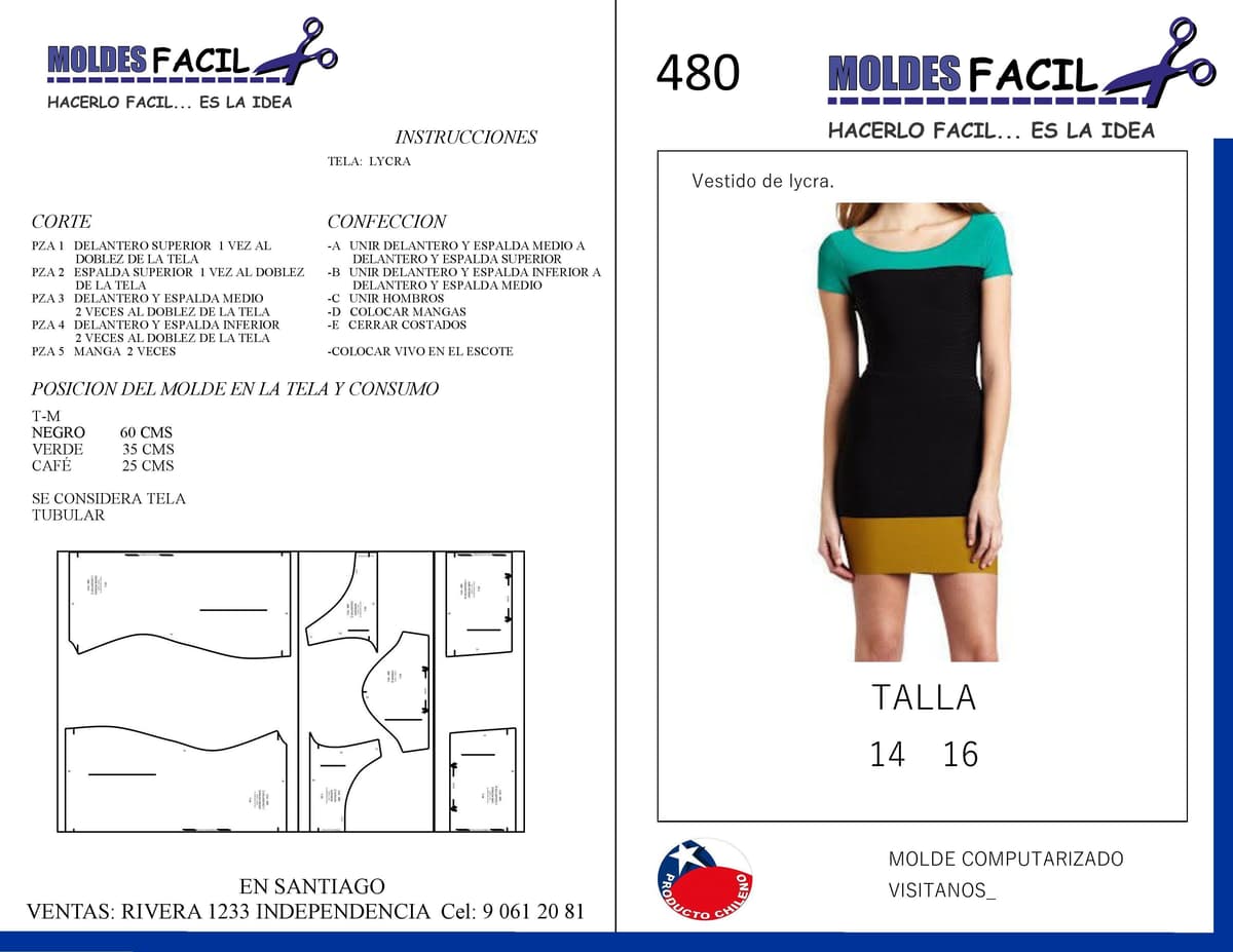 Patrón de costura Vestido de lycra — Moldes Fácil