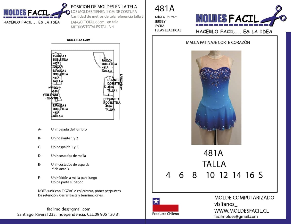 Patrón de costura Malla patinaje corte corazon — Moldes Fácil