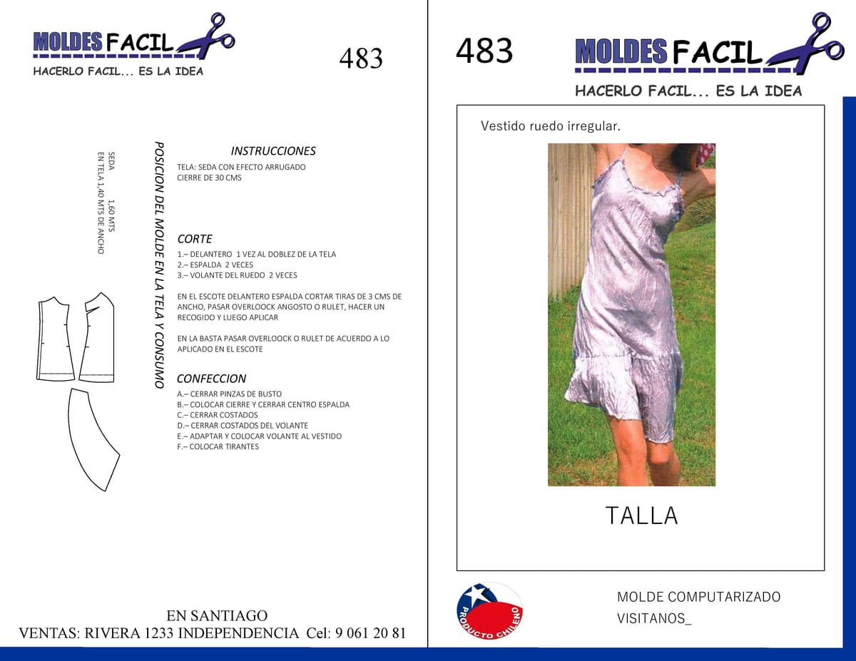 Patrón de costura Vestido Ruedo Irregular — Moldes Fácil