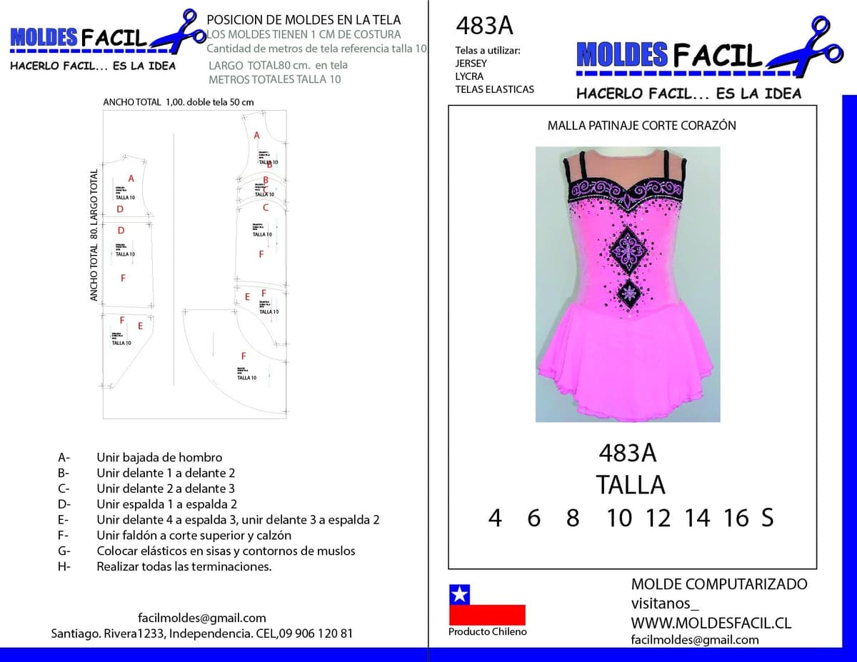Patrón de costura Malla patinaje corte corazón — Moldes Fácil
