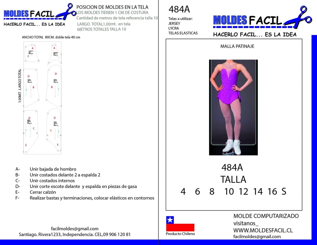 Patrón de costura Malla patinaje — Moldes Fácil